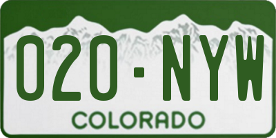 CO license plate 020NYW