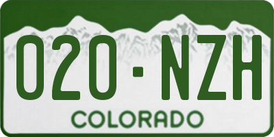 CO license plate 020NZH