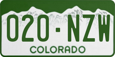 CO license plate 020NZW