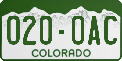 CO license plate 020OAC