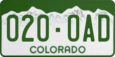 CO license plate 020OAD