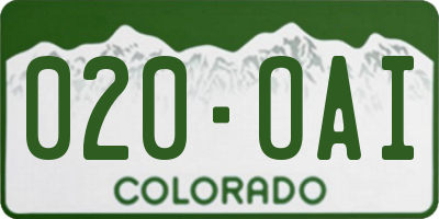 CO license plate 020OAI