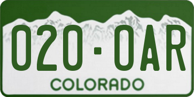 CO license plate 020OAR