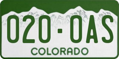 CO license plate 020OAS