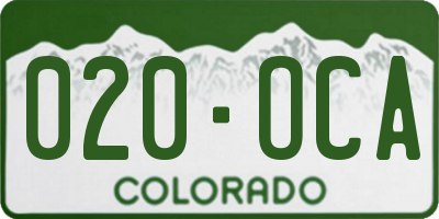 CO license plate 020OCA