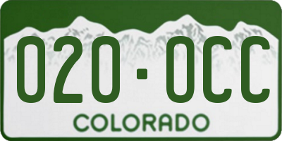 CO license plate 020OCC