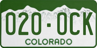 CO license plate 020OCK