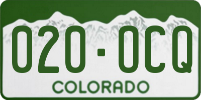 CO license plate 020OCQ