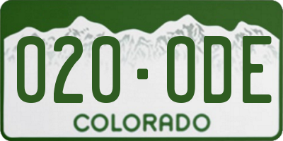 CO license plate 020ODE