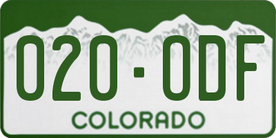 CO license plate 020ODF