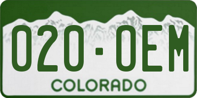 CO license plate 020OEM