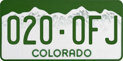 CO license plate 020OFJ