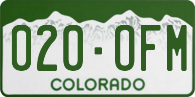 CO license plate 020OFM