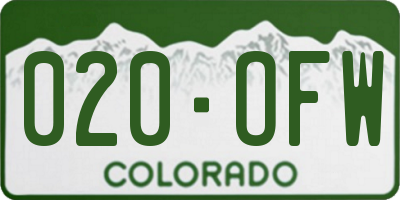 CO license plate 020OFW