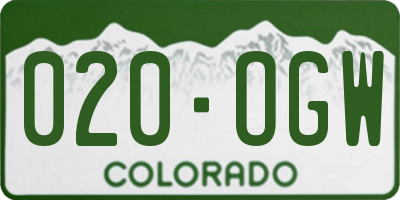 CO license plate 020OGW