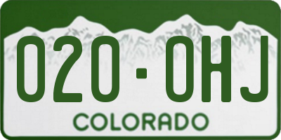 CO license plate 020OHJ