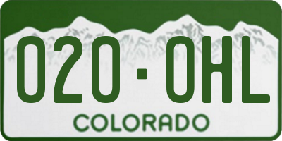 CO license plate 020OHL