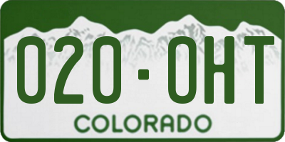 CO license plate 020OHT