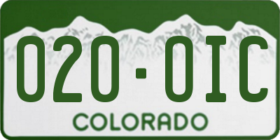 CO license plate 020OIC