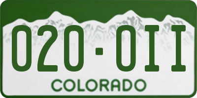 CO license plate 020OII