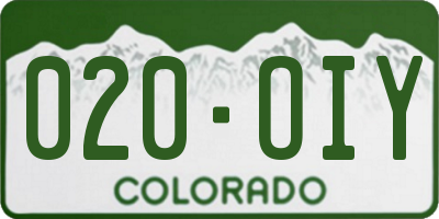 CO license plate 020OIY