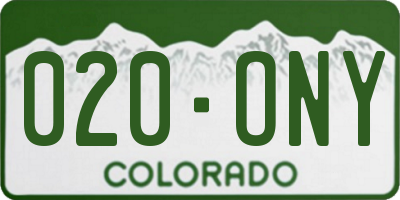 CO license plate 020ONY