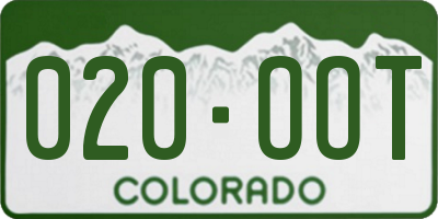 CO license plate 020OOT