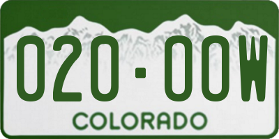 CO license plate 020OOW