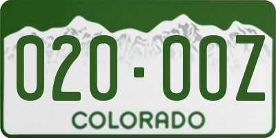 CO license plate 020OOZ