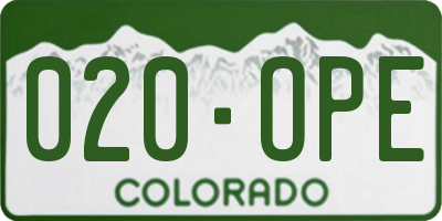 CO license plate 020OPE