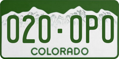 CO license plate 020OPO