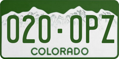 CO license plate 020OPZ
