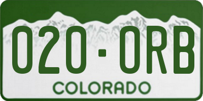 CO license plate 020ORB