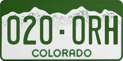 CO license plate 020ORH