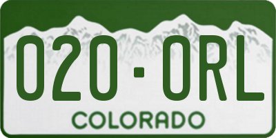 CO license plate 020ORL
