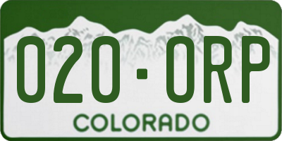 CO license plate 020ORP