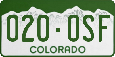 CO license plate 020OSF