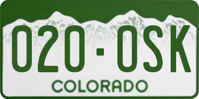 CO license plate 020OSK