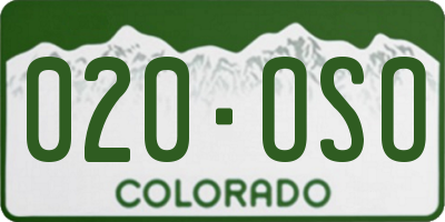 CO license plate 020OSO