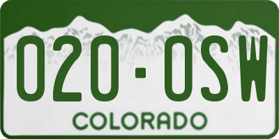 CO license plate 020OSW
