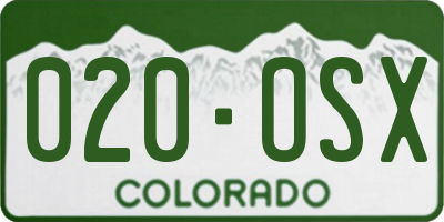 CO license plate 020OSX