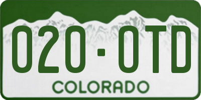 CO license plate 020OTD