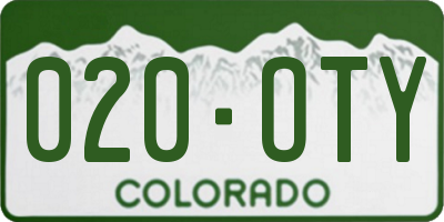 CO license plate 020OTY