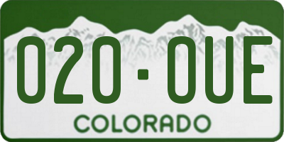 CO license plate 020OUE