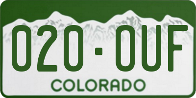 CO license plate 020OUF