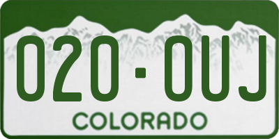 CO license plate 020OUJ