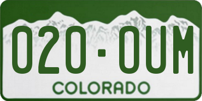 CO license plate 020OUM