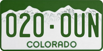 CO license plate 020OUN