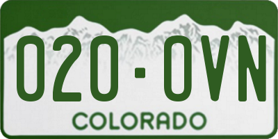 CO license plate 020OVN