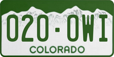 CO license plate 020OWI
